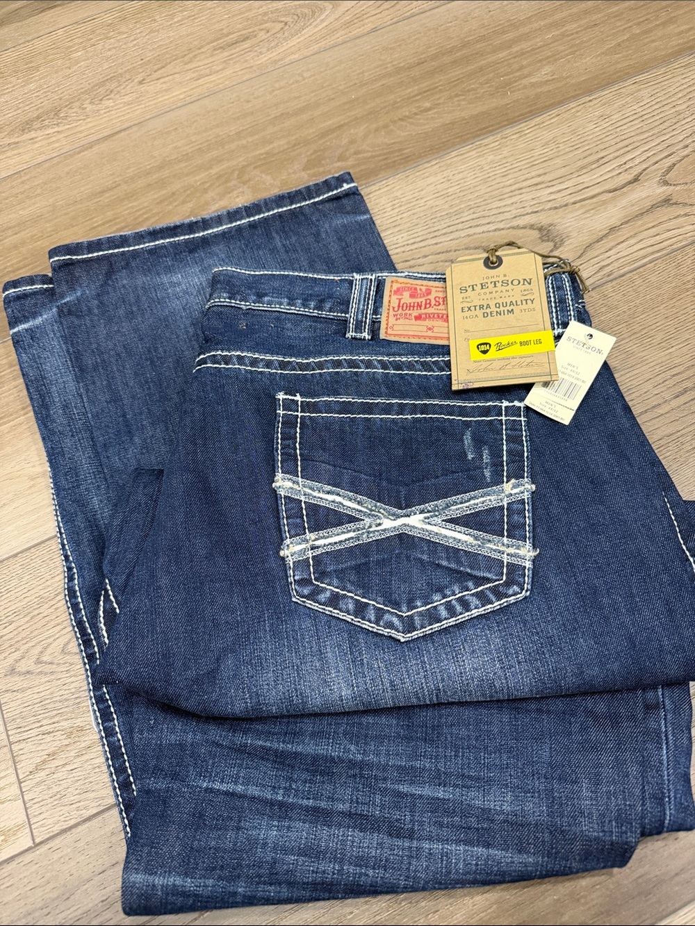 Stetson Men’s Indigo Blue Bootcut Jeans with Contrast Stitching